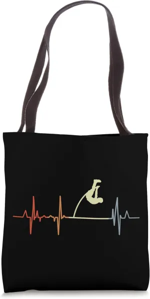 Retro Pole Vault Pulse Line Heart Line Tote Bag