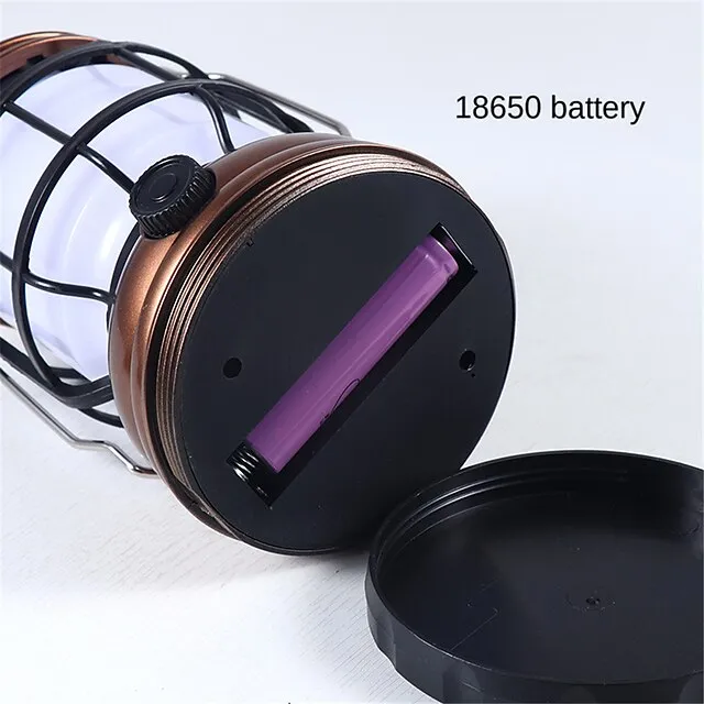 Retro Solar Camping Lights Portable Lantern Dimming Rechargeable LED Hanging Lights Power Bank Travel Tents Camp Supplies