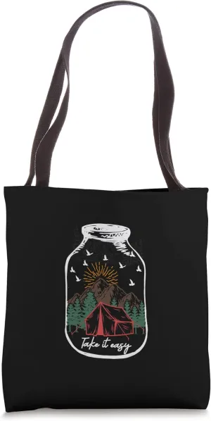 Retro Take It Slowly And Easy Camping In A Jar Outdoors Tote Bag