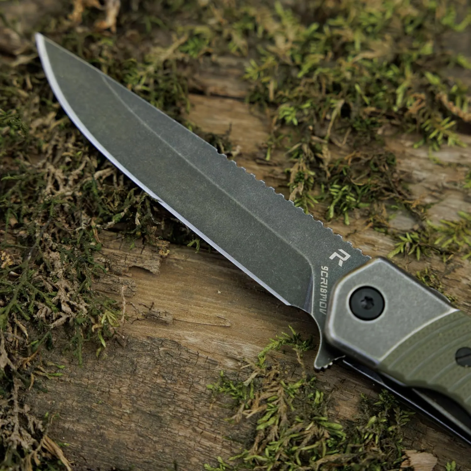 REVO Knives Duo Drop Point w/Aux Cutter - Green- Pocket Knife