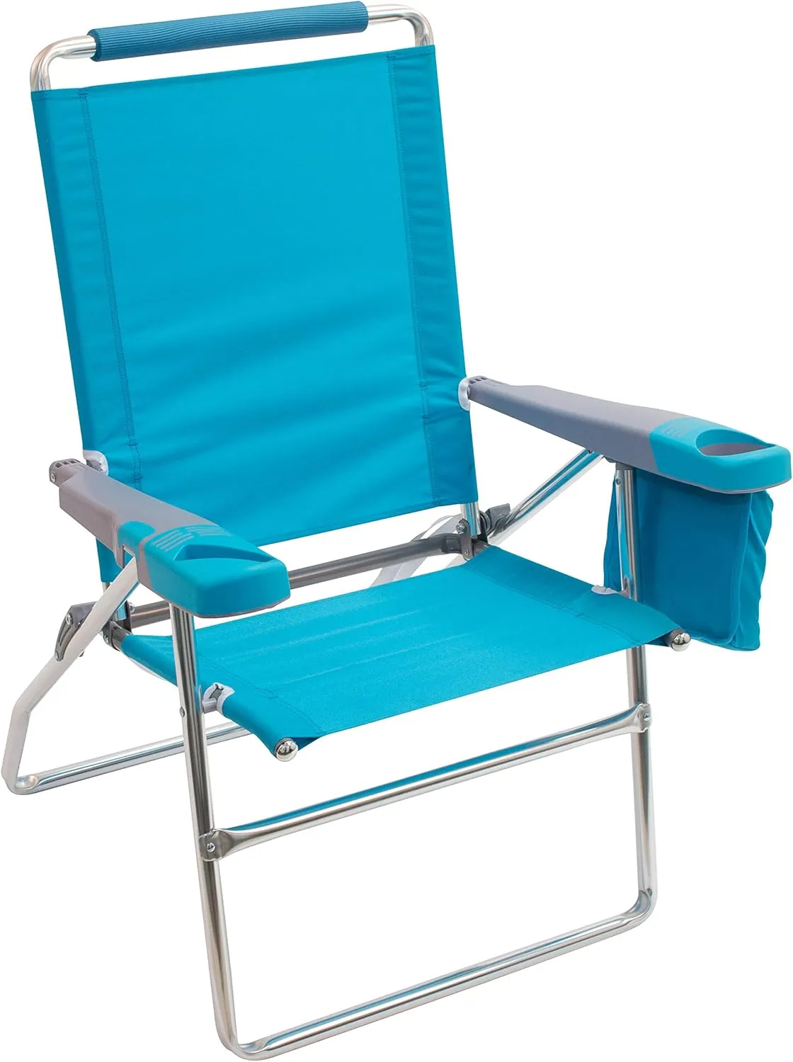 Rio Brands 17" Extended Height 4-Position Folding Beach, Camping, Lawn Chair, Light Blue