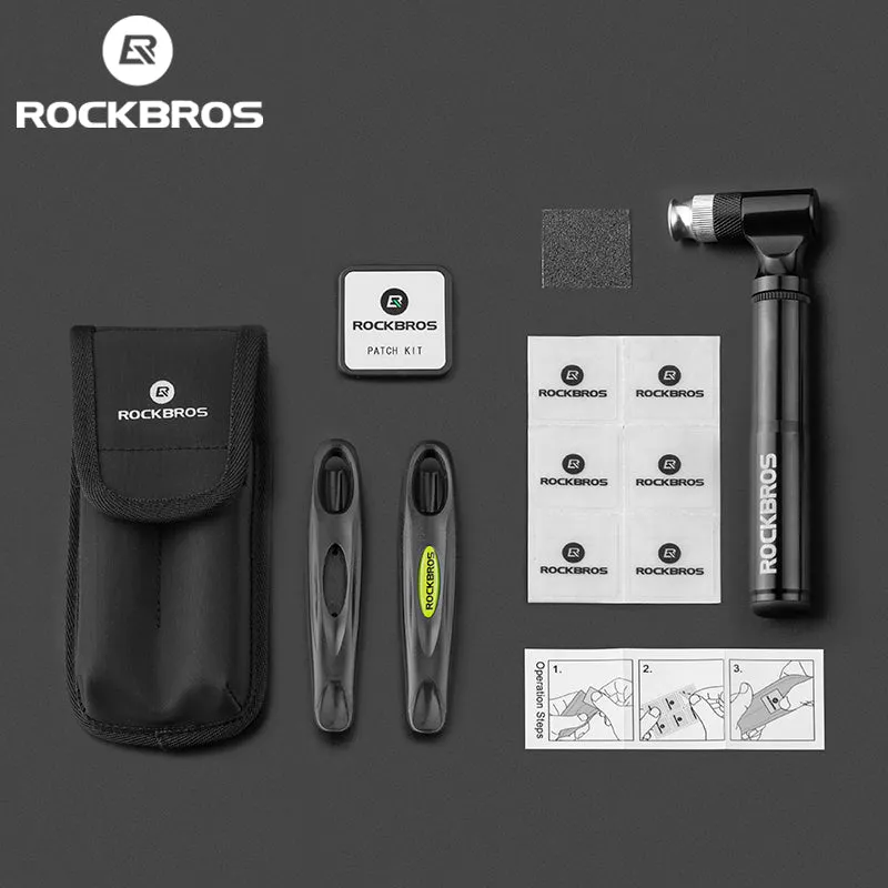Rockbros Flat Tire Repair Kit: Pump, Levers, Patch Kit