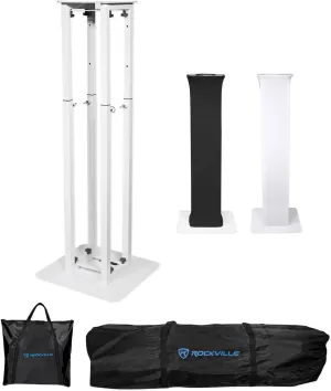 Rockville RTP82W Adjustable Totem Moving Head Light Stand Scrim Bag, 8 ft. white