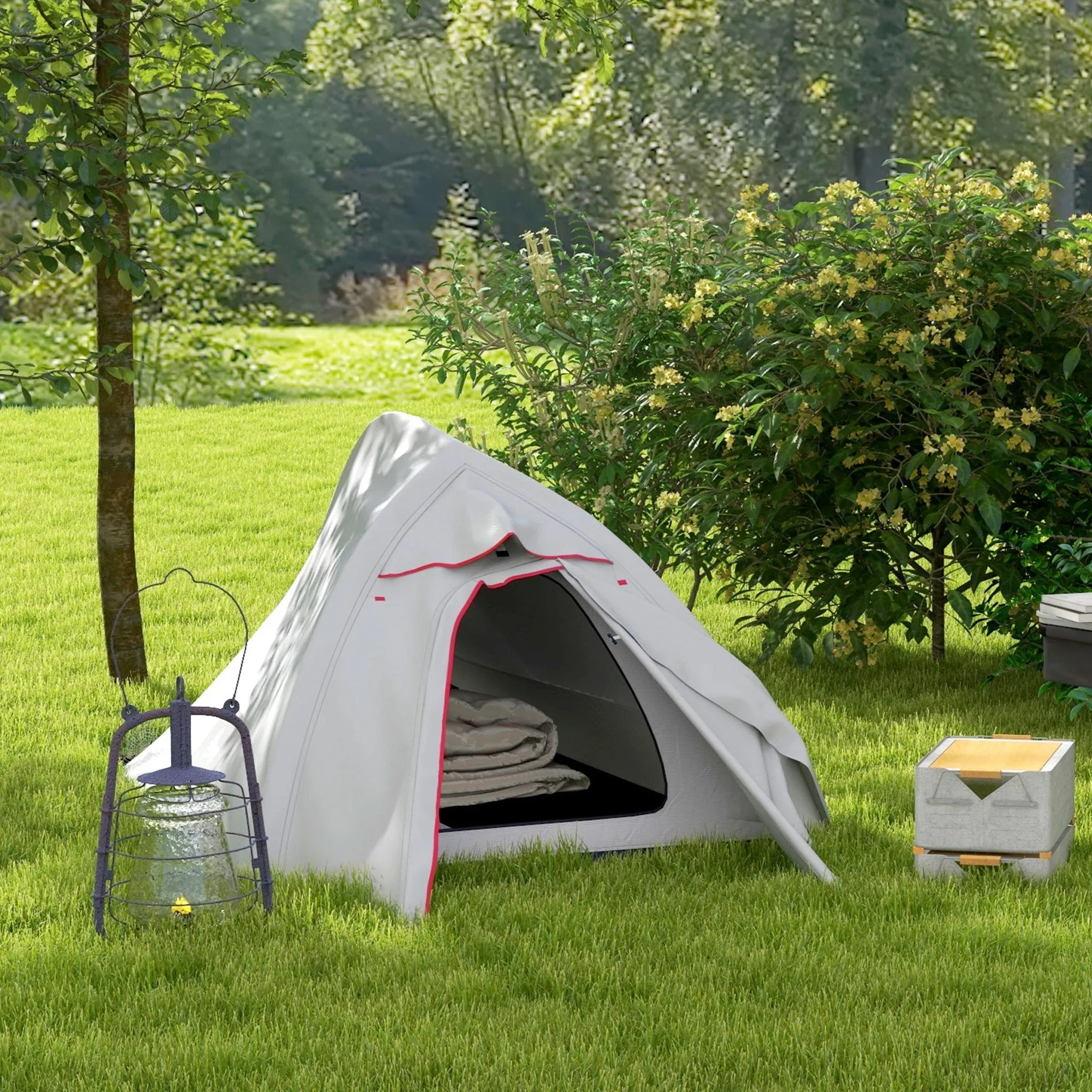 Rootz Camping Double Roof Tent - Waterproof Shelter - Portable Camping Gear - 2000mm Protection - 300L x 135W x 110H cm
