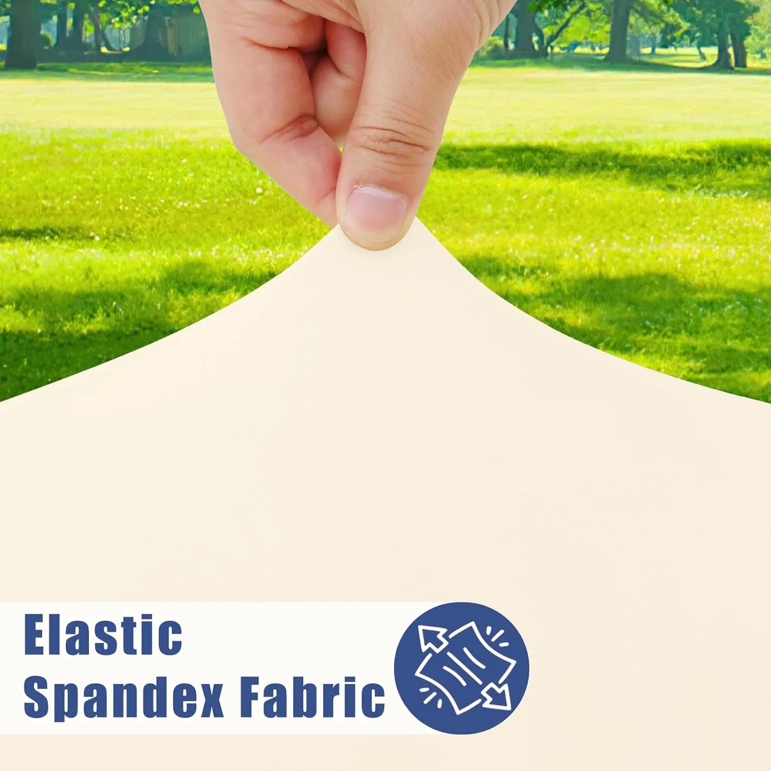 Round Spandex Table Cloth, Elastic Fitted Waterproof Tablecloths for 45"-56" Tables, Stretch Washable Picnic Table Cover for Camping, Dining, Indoor and Outdoor, Beige