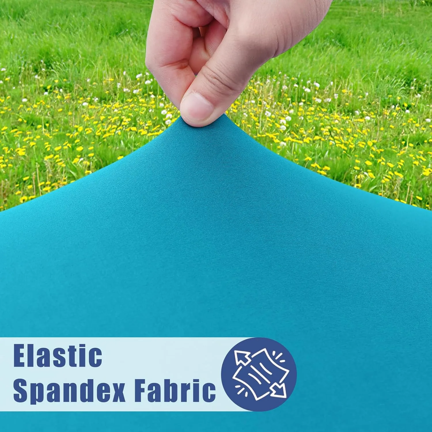 Round Spandex Table Cloth, Elastic Fitted Waterproof Tablecloths for 45"-56" Tables, Stretch Washable Picnic Table Cover for Camping, Dining, Indoor and Outdoor, Turquoise