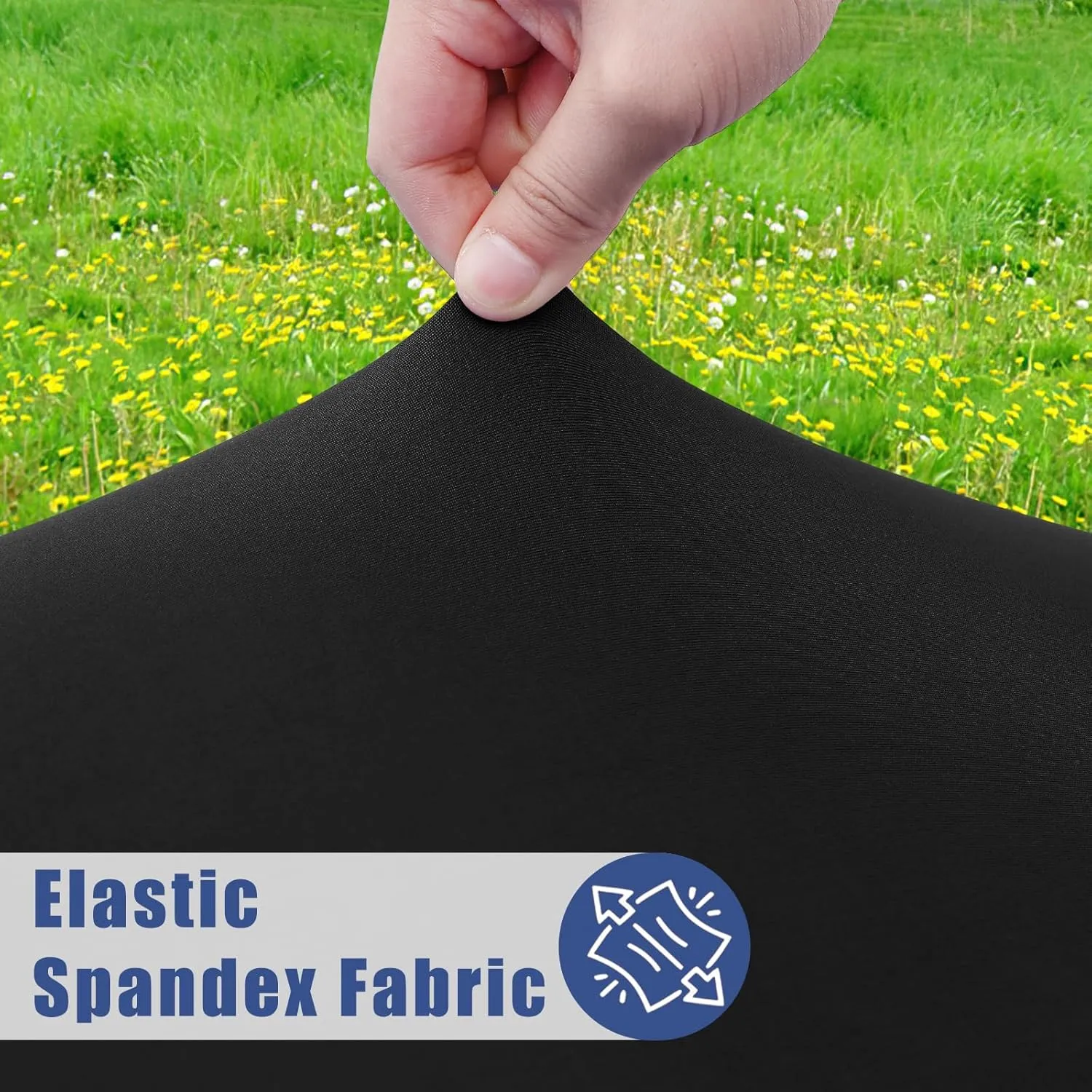 Round Spandex Table Cloth, Elastic Fitted Waterproof Tablecloths for 57"-68" Tables, Stretch Washable Picnic Table Cover for Camping, Dining, Indoor and Outdoor, Black