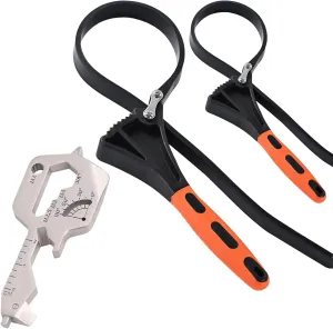 Rubber strap wrench set with Keyshaped 20 In 1 Multitool