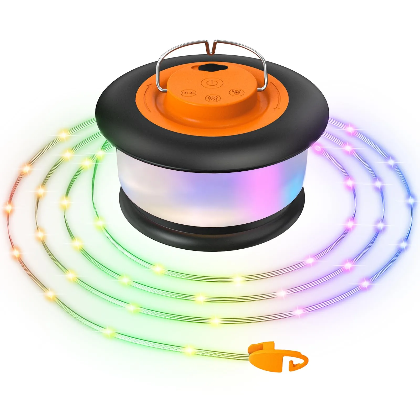 Rynx | Camping Light Chains, Rgb Retractable Light Chains Camping With 19 Light Modes, Fast 20S Recovery, 33Ft Portable Camping Lights, Waterproof, Rechargeable Tent Lights For Garden Bedroom Decor