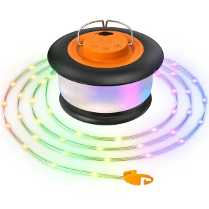 Rynx | Camping Light Chains, Rgb Retractable Light Chains Camping With 19 Light Modes, Fast 20S Recovery, 33Ft Portable Camping Lights, Waterproof, Rechargeable Tent Lights For Garden Bedroom Decor