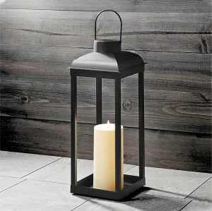 Rynx | Outdoor Candle Lantern, Large - 18 Inches High, Solar Powered, Black Metal, Open Frame (No Glass), Dusk Till Dawn Timer, Decorative LED Lights For Front Yard, Garden Or Patio Decor
