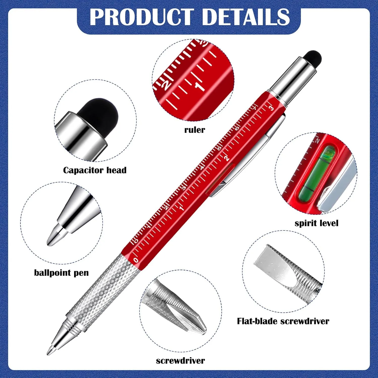 Sabary 36 Pcs Multitool Pen Gift Set for Men Father Dad Including 12 Pcs 6 in 1 Tool Pen Bulk 12 Pcs Stainless Steel 11 in 1 Beer Opener Credit Card Tool and 12 Pcs Black Refill(Bright Color)
