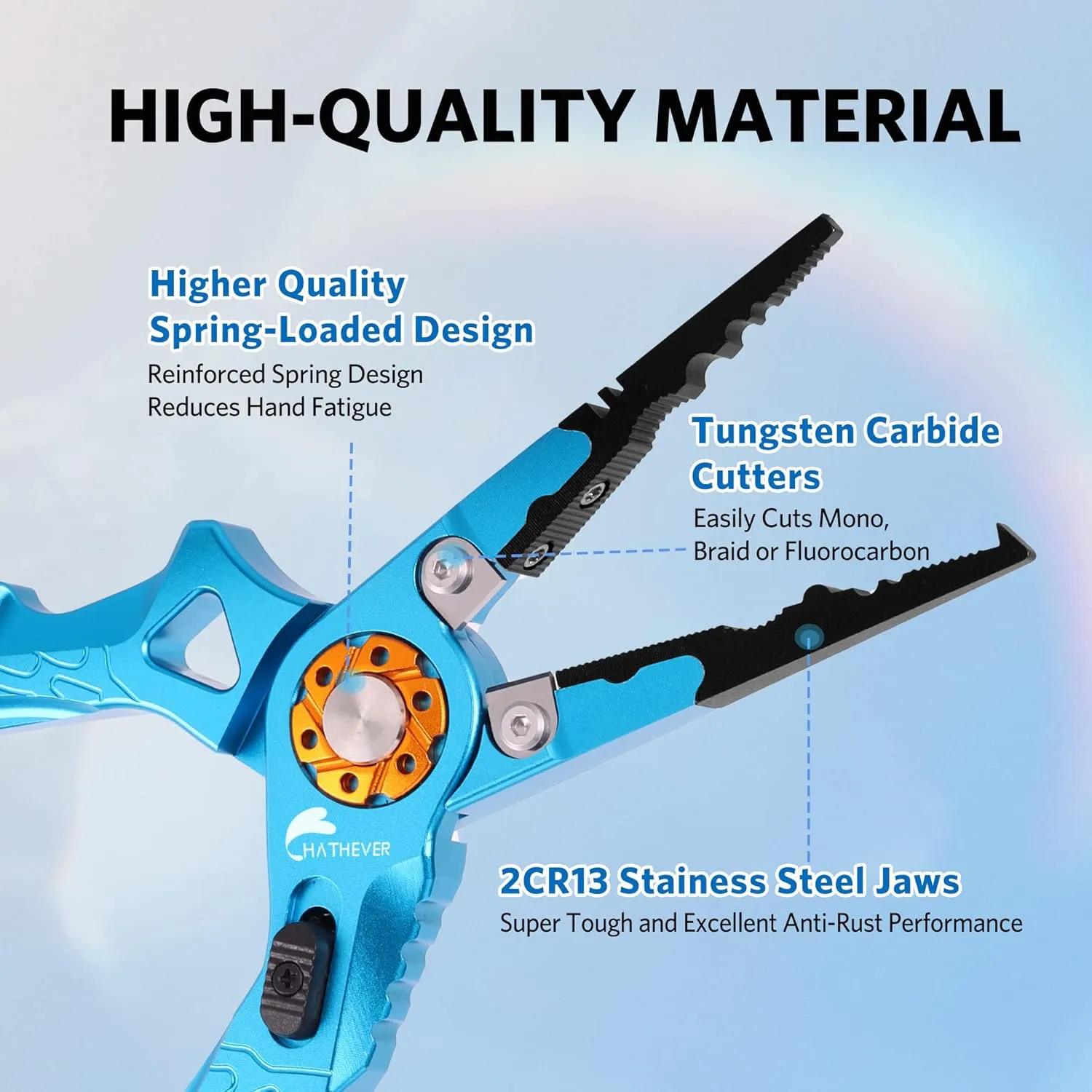 Saltwater Fishing Pliers, Split Ring Pliers for Fishing with Safety Lock, Fish Pliers with Sheath and Lanyard, Fishing Gifts for Men