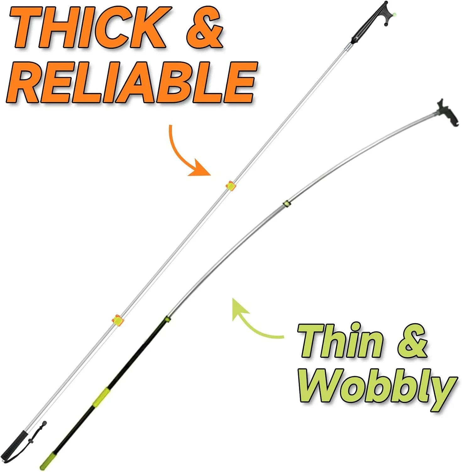 SAN LIKE Boat Hook with Telescoping Extension Pole,Durable Floating Lightweight and Sturdy Aluminum Boat Pole with Luminous Bead,Boating Accessories Non-Slip Push Pole for Docking