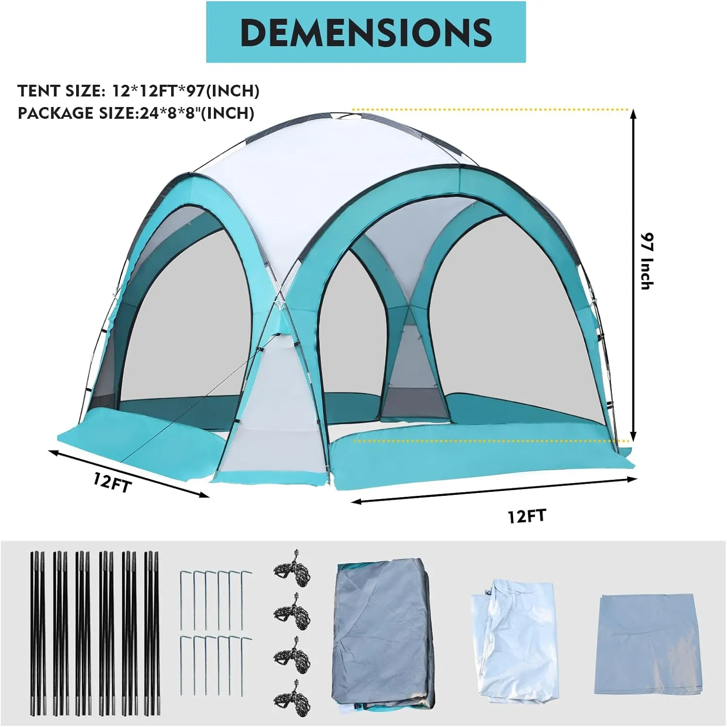 Screened Camping Tent Weatherproof Camping Canopy Camping Tent Screen Shelter Gazebos for Patios Outdoor Activities