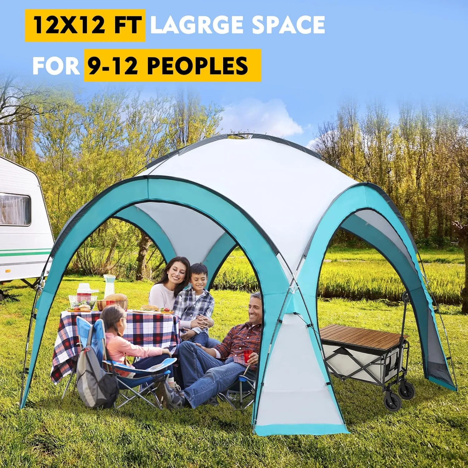 Screened Camping Tent Weatherproof Camping Canopy Camping Tent Screen Shelter Gazebos for Patios Outdoor Activities