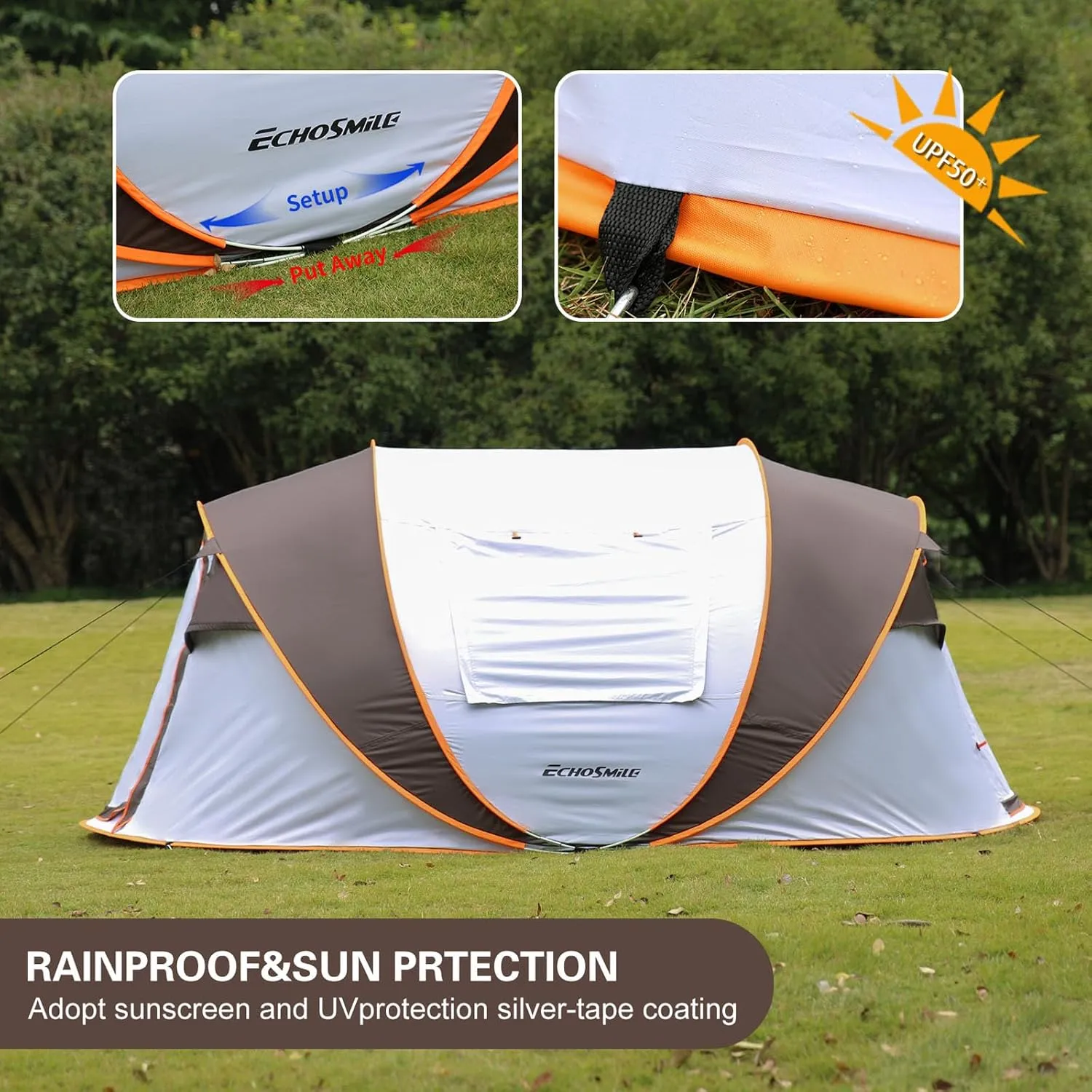 Screened Camping Tent,4-6 Persons Pop-Up Weatherproof Instant Tent, Easy Setup, Spacious Room, Camping Tent Equipment, Boat Tent for Camping, Festivals, Backyard, Sleepovers