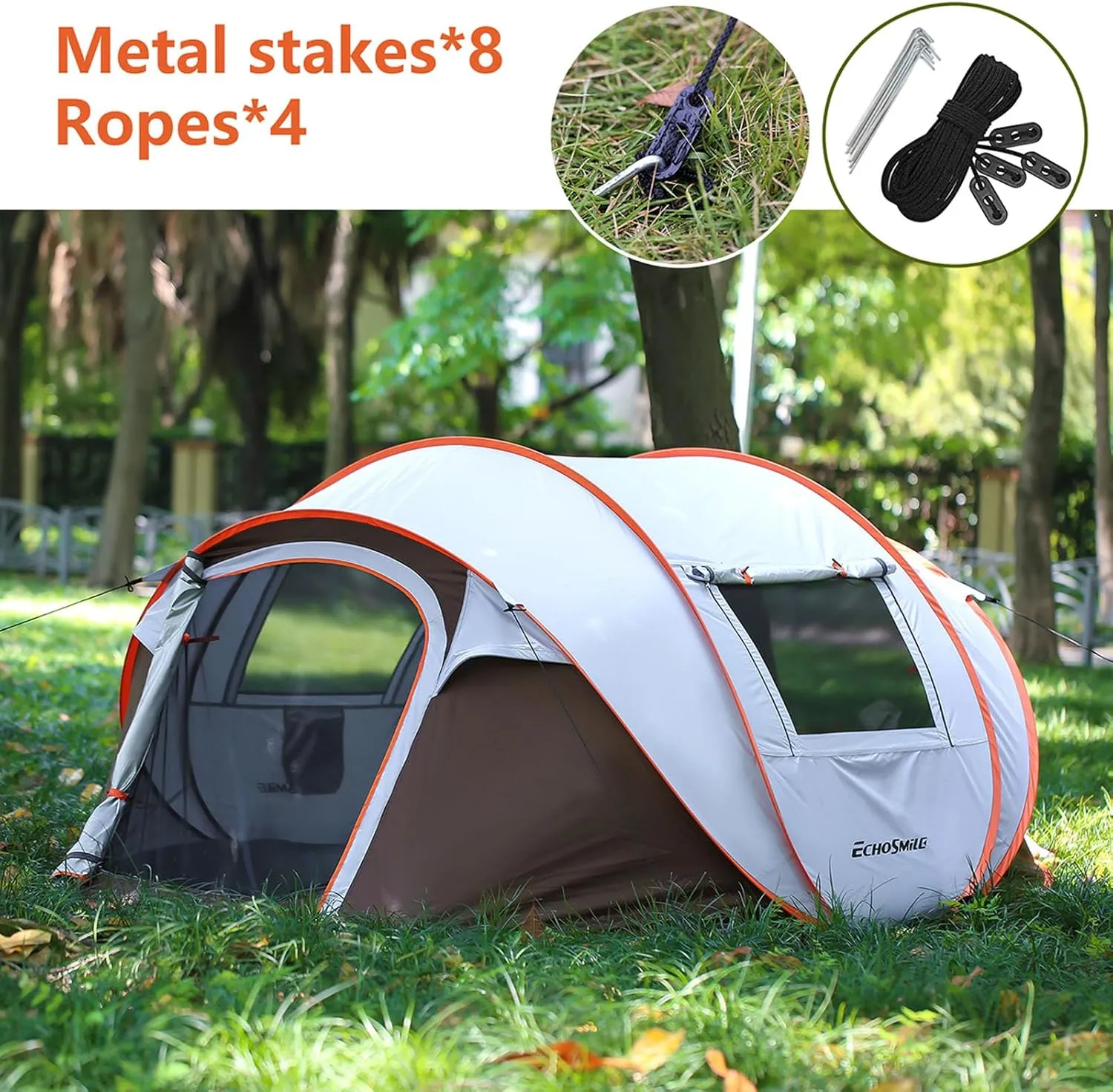 Screened Camping Tent,4-6 Persons Pop-Up Weatherproof Instant Tent, Easy Setup, Spacious Room, Camping Tent Equipment, Boat Tent for Camping, Festivals, Backyard, Sleepovers