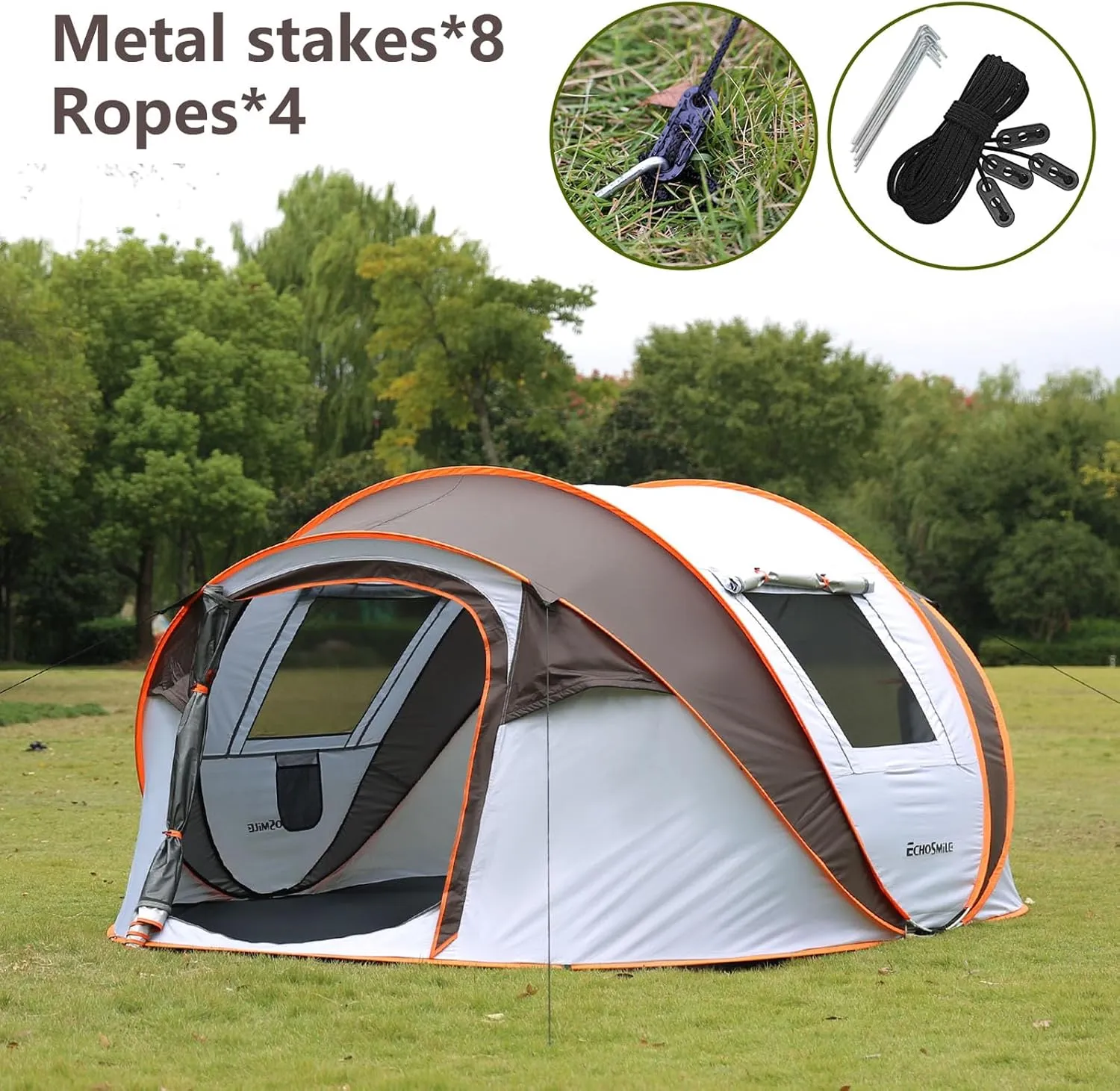 Screened Camping Tent,4-6 Persons Pop-Up Weatherproof Instant Tent, Easy Setup, Spacious Room, Camping Tent Equipment, Boat Tent for Camping, Festivals, Backyard, Sleepovers