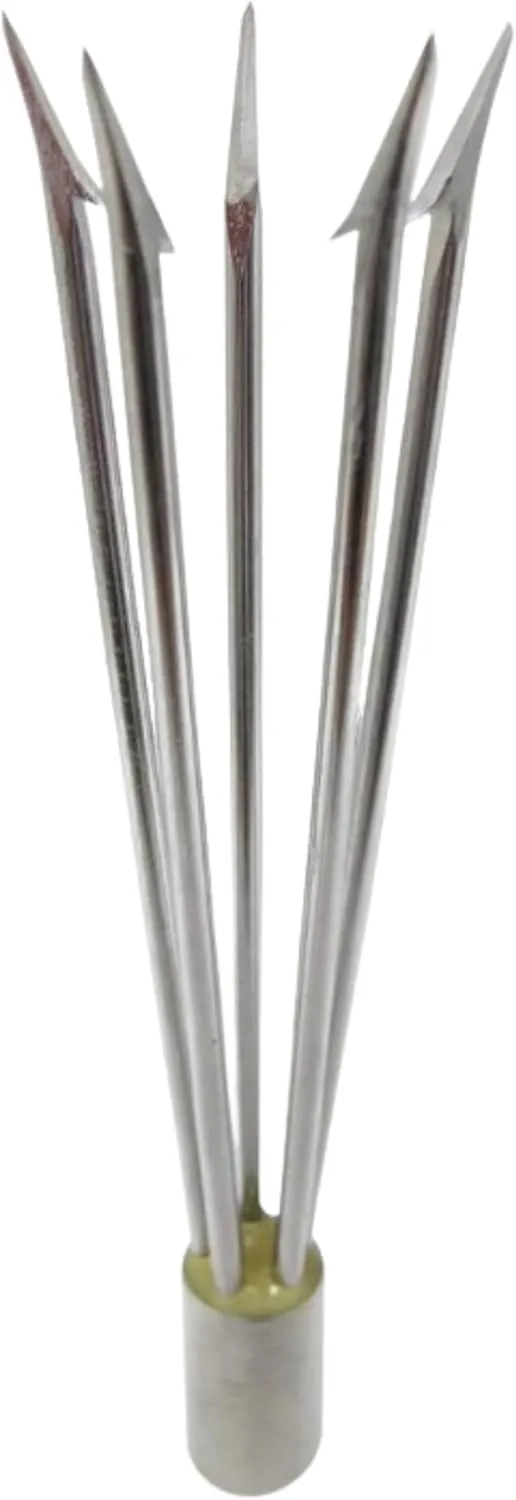 Scuba Choice Spearfishing 6" Stainless Steel 5-Prong Paralyzer Tip w/Barbs – Durable Replacement Spear Head for 6mm Thread Pole Spears – Lionfish Hunting Accessory