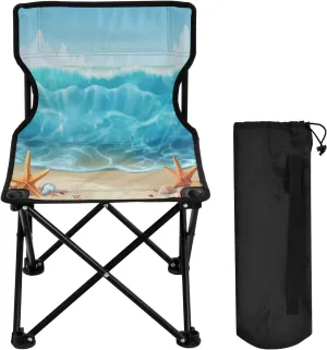Sea Beach Starfish Portable Outdoor Folding Chair Anti-Slip Padded Oxford Cloth Stool Camping Chair Small for Beach Hiking Fishing Gardening Quad Camp Chair
