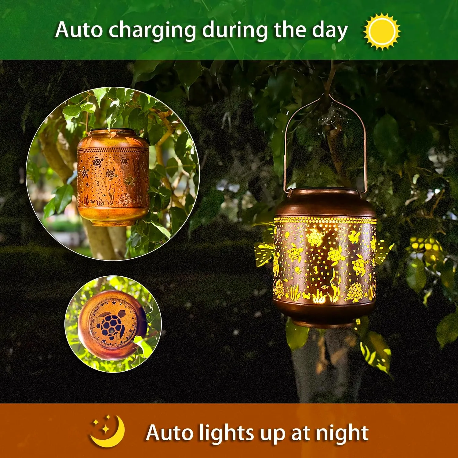 Sea Turtle Solar Lanterns Outdoor Waterproof,Hanging Solar Lights Sea Turtle Gifts for Women Metal LED Decorative Light for Yard,Patio,Lawn,Tabletop,Pathway,Landscape,Garden Decor