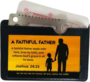 Set of 10, Faithful Father 11-in-1 Multitool Card with Scripture, Stainless Steel Wallet Too, Joshua 24:15 Bible Verse Design