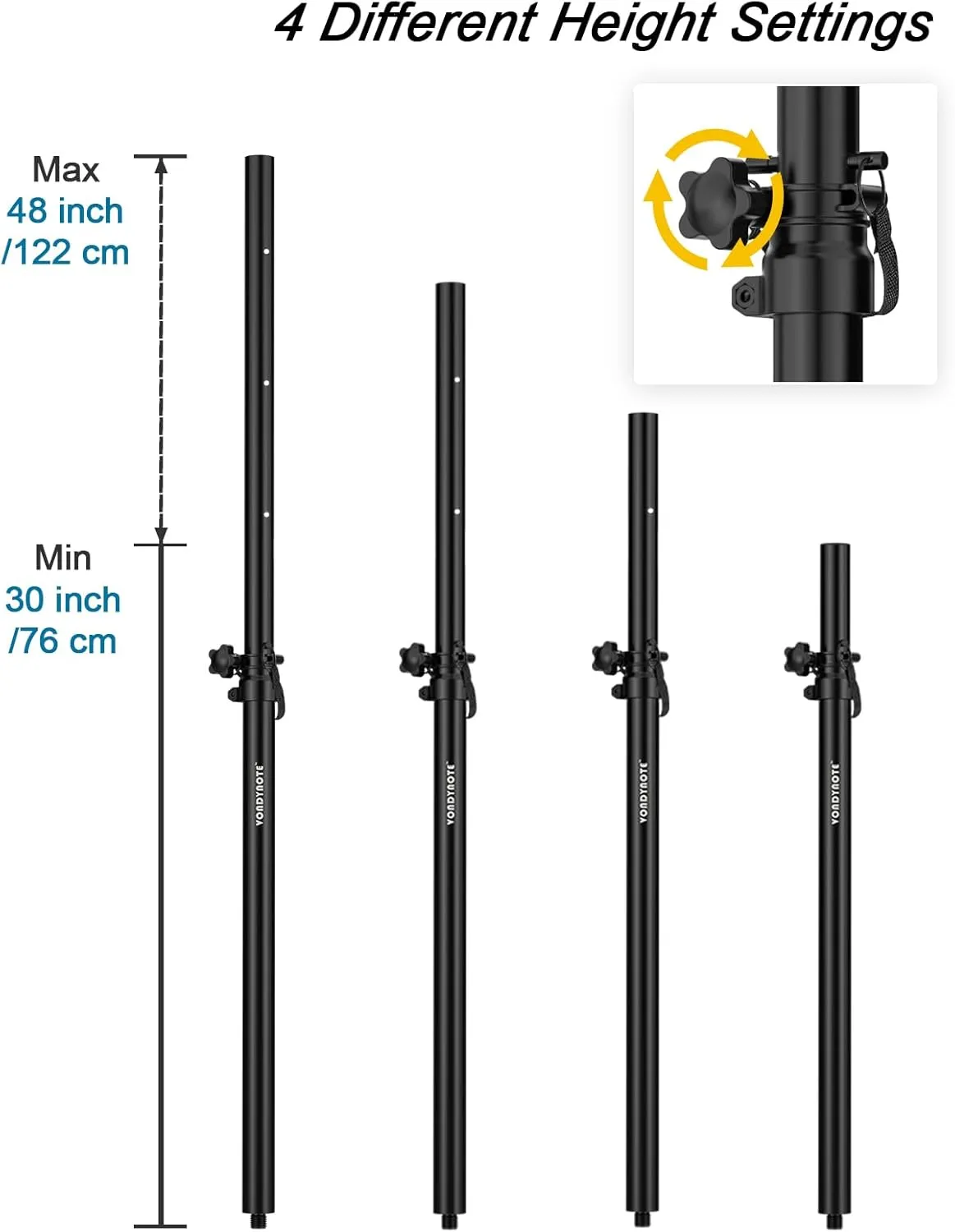 Set of 2 Speaker Pole for Subwoofer Height Adjustable Fits M20 Threaded Mount and 35mm Mount Speaker Extender