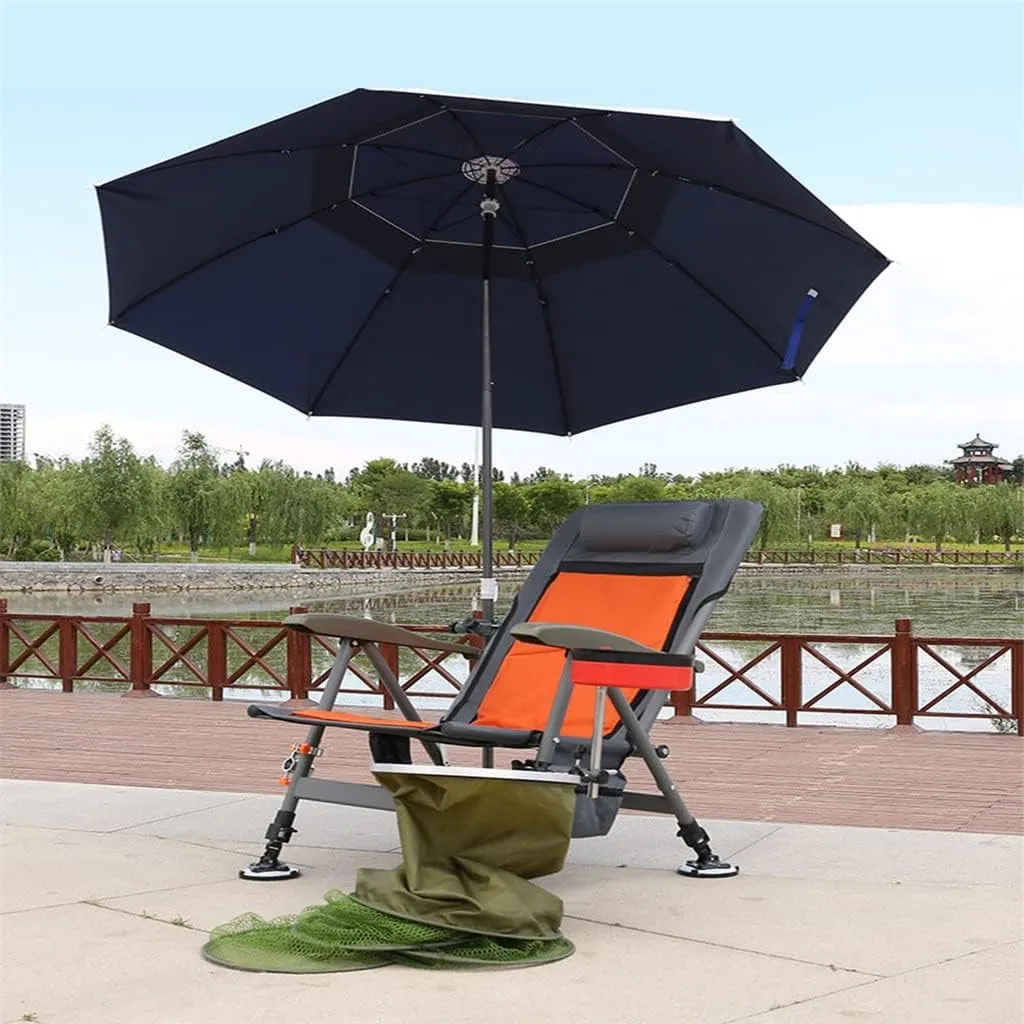 SEYFI Camping Chairs,Fishing Chair Beach Chair Outdoor Foldable Fishing Chair Recliner Four-Leg Adjustable Portable Fishing Chair Comfortable Design/D/Light Grey