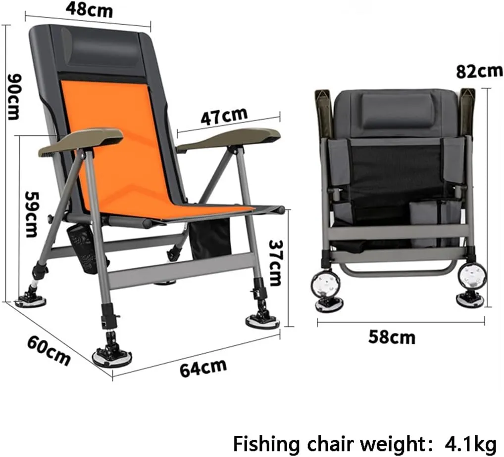 SEYFI Camping Chairs,Fishing Chair Beach Chair Outdoor Foldable Fishing Chair Recliner Four-Leg Adjustable Portable Fishing Chair Comfortable Design/D/Light Grey