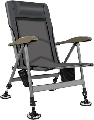 SEYFI Camping Chairs,Fishing Chair Beach Chair Outdoor Foldable Fishing Chair Recliner Four-Leg Adjustable Portable Fishing Chair Comfortable Design/D/Light Grey