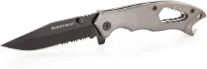 Sheffield 12170 Mechan 9-in-1 Pocket Knife Multitool | 3" Partially Serrated Knife Blade | Ruled Edge, 5 Wrenches, Slotted Screwdriver, Bottle Opener in One EDC Multi Knife | Great Survival Multitool, Steel Gray & Black