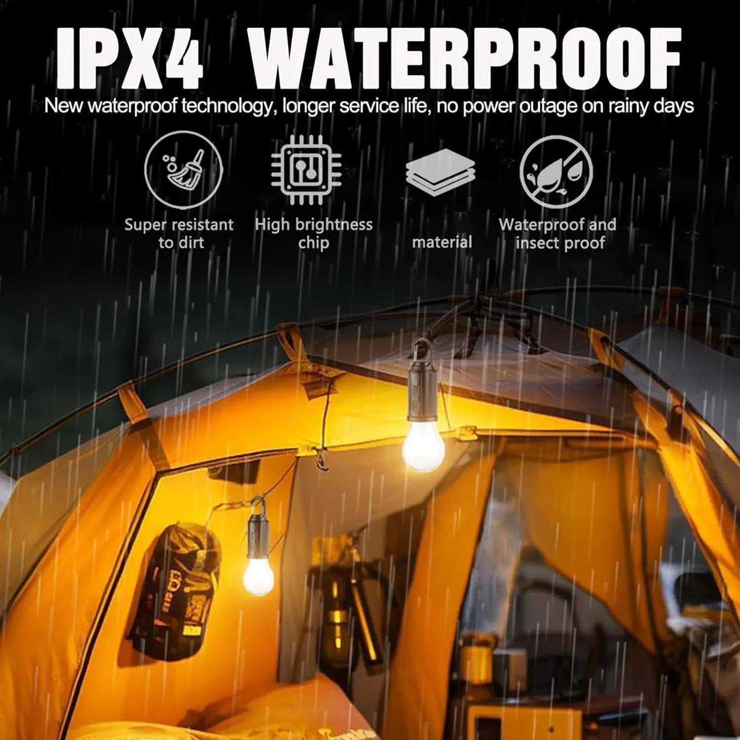 Shineshore Solar Rechargeable Hooked Camping Light, Solar Tent Lights USB Rechargeable Camping Lights, Portable Outdoor Tent Lights with Clip Hook for Camping, Waterproof (3PCS,Style A)