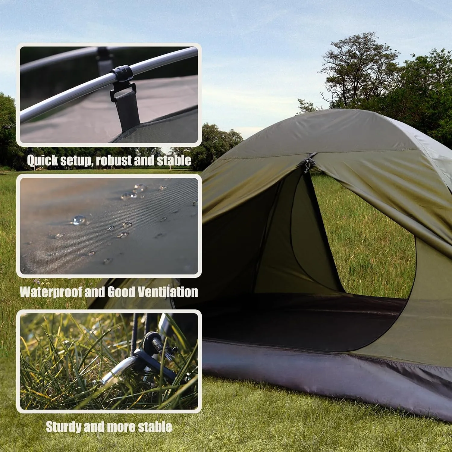 ShinHye Backpacking Tent for Camping, 1/2 Person Ultralight Backpacking Tent Easy Setup Tents Waterproof Lightweight Hiking Tents for Outdoor