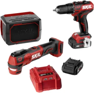SKIL 3-Tool Combo Kit: Pwrcore 12 Brushless 12V 1/2" Cordless Drill Driver, Oscillating Multitool & Bluetooth Speaker, Includes Two 2.0Ah Lithium Batteries & Standard Charger - CB738801