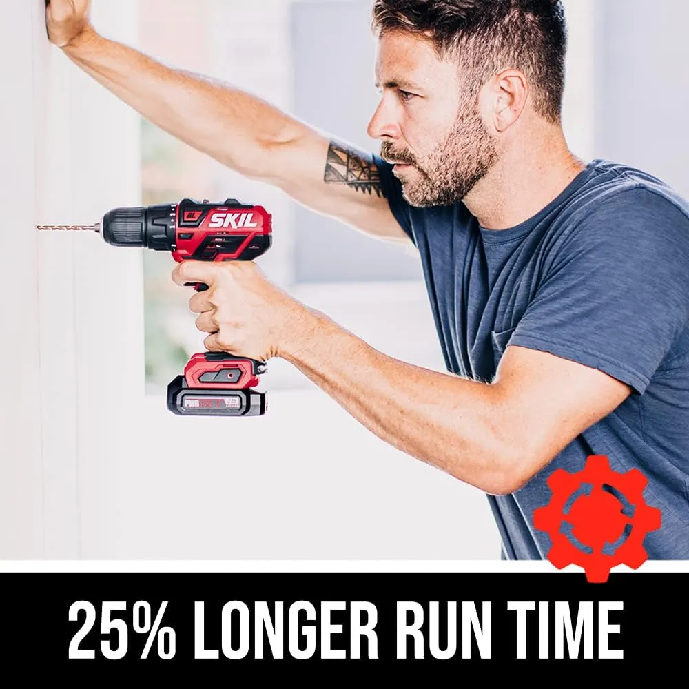 SKIL 5-Tool ComboKit: PWRCore 12 Brushless 12V Drill Driver, Impact Driver, Oscillating MultiTool, Area Light and Bluetooth Speaker, Includes Two 2.0Ah Lithium Batteries and PWRJump Charger - CB736801