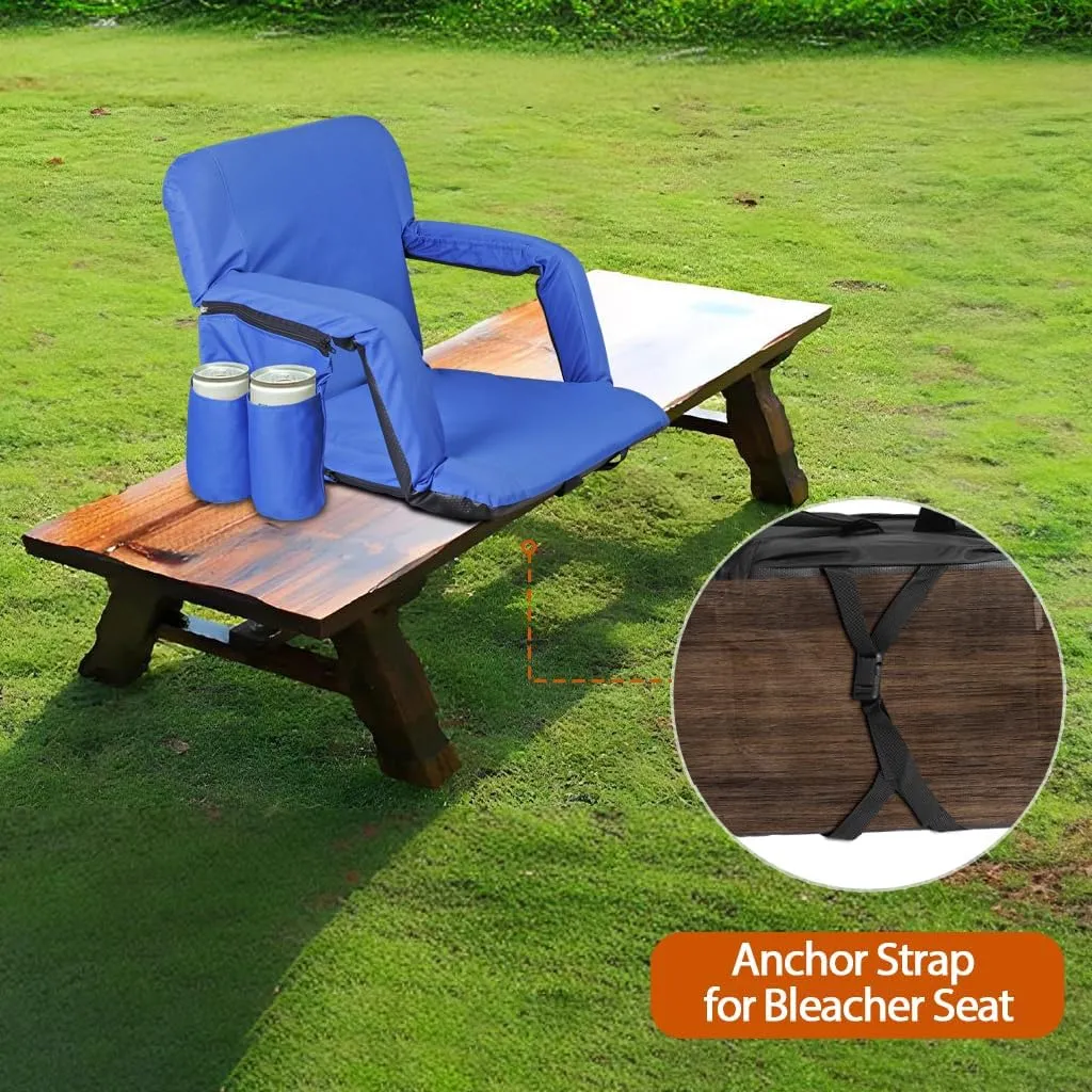 Smartxchoices 20.5"/24.5" Wide Stadium Seat Chair Bleacher Seats Padded with Back Support, Cushion, Arms, Pockets, Anchor Straps, Portable Folding Seat with Shoulder Straps