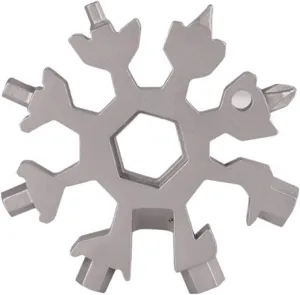 Snowflake Multitool ,Screwdriver Spanner,Snowflake Multitool 18 in 1 Multi-Tool Stainless Steel Snow Shape Flat Cross Head Screwdriver Allen Key Spanner Key Chain Tool For Backpack (Color : Gold) ( Co