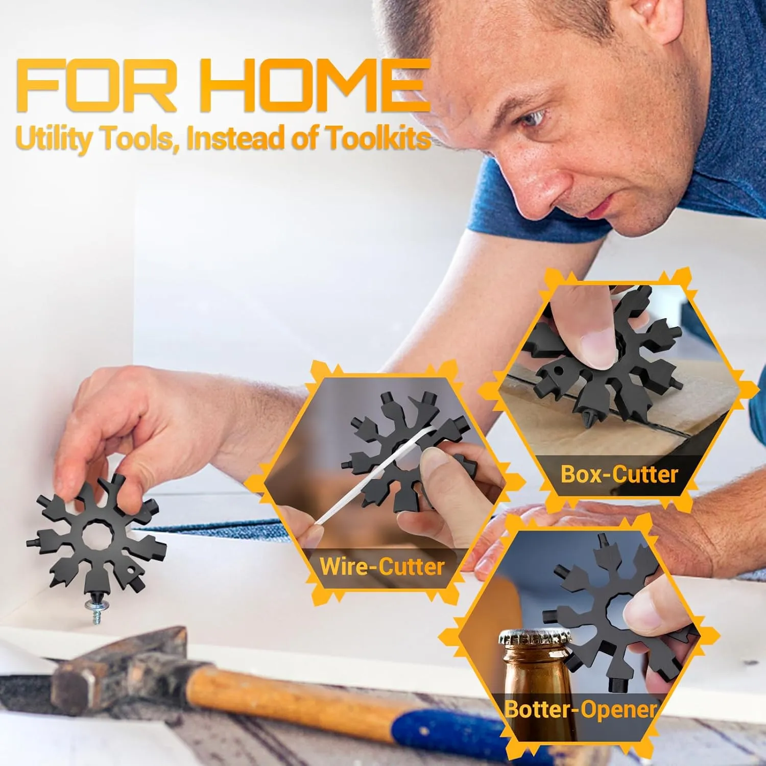 Snowflake Multitool Stocking Stuffers for Men - 20-in-1 Multi Tools Christmas Birthday Gifts for Dad Men Women Adults Husband Grandpa Pocket Size Gadgets with Screwdriver Bottle Opener Mini Tool 2Pack