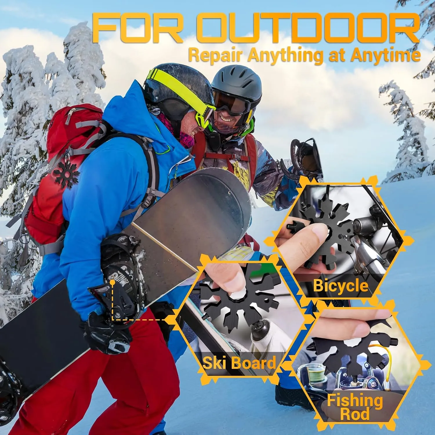 Snowflake Multitool Stocking Stuffers for Men - 20-in-1 Multi Tools Christmas Birthday Gifts for Dad Men Women Adults Husband Grandpa Pocket Size Gadgets with Screwdriver Bottle Opener Mini Tool 2Pack
