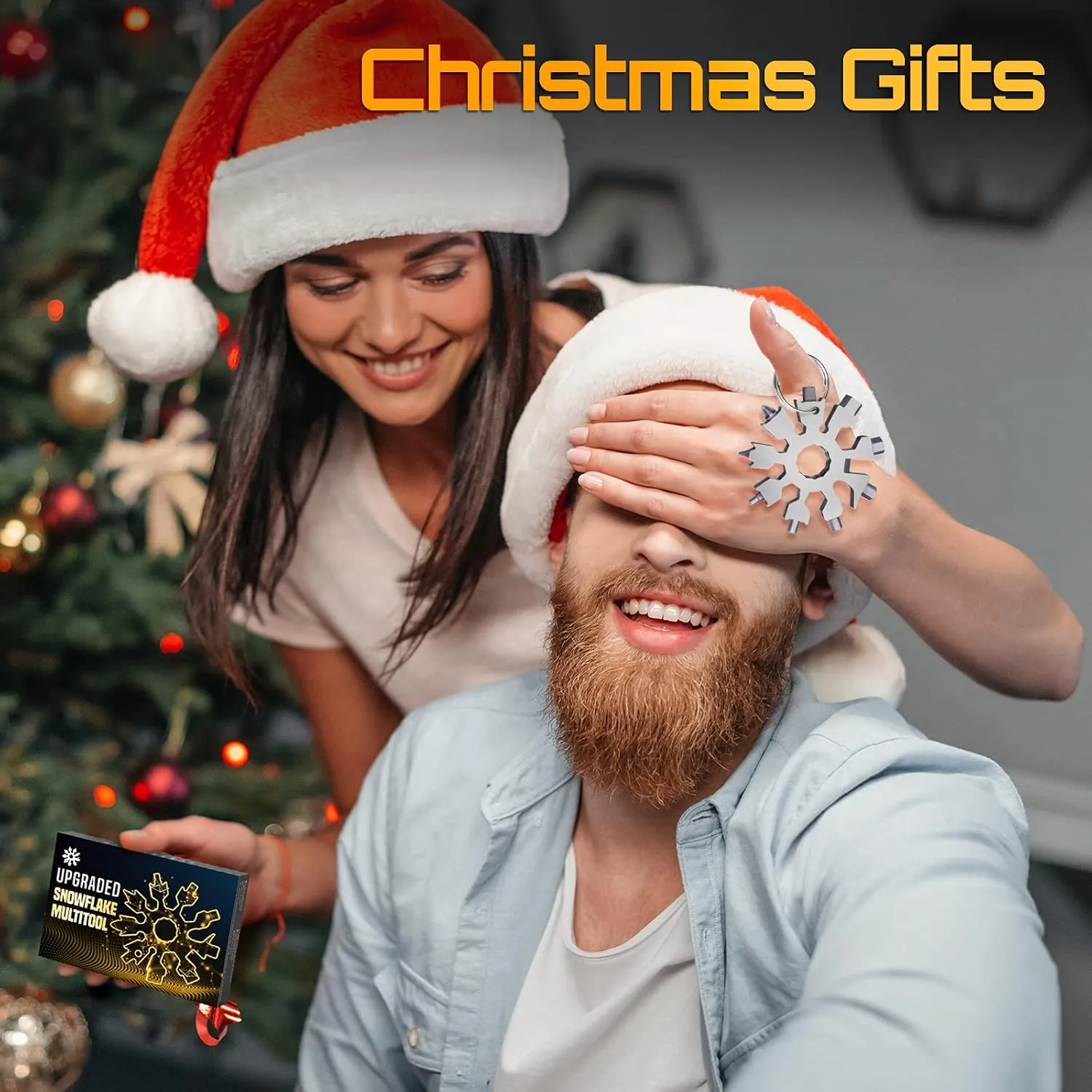 Snowflake Multitool Stocking Stuffers for Men - 20-in-1 Multi Tools Christmas Birthday Gifts for Dad Men Women Adults Husband Grandpa Pocket Size Gadgets with Screwdriver Bottle Opener Mini Tool 2Pack