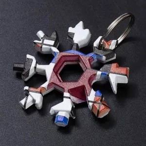 Snowflake Multitool,Screwdriver Spanner,Snowflake Multitool 18 in 1 Multi-Tool Snowflake Wrench Portable Colorful Spanner Stainless Steel Hand Tools Mini Screwdriver Corkscrew (Color : Gold) (Color