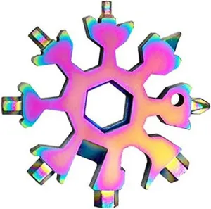 Snowflake Multitool,Screwdriver Spanner,Snowflake Multitool 18 in 1 Multi-Tool Snowflake Wrench Portable Colorful Spanner Stainless Steel Hand Tools Mini Screwdriver Corkscrew (Color : Gold) (Color