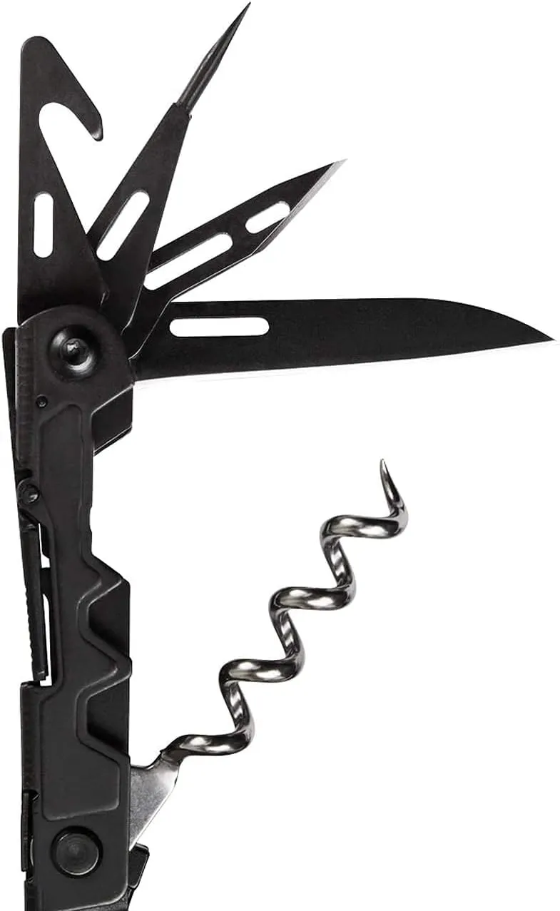 SOG PowerLitre Mini Utility Multi-Tool w/ 19 Lightweight Tools, Compact 5 Inch Long Utility Tool with Knife, Screwdriver, Hex Bit Holder, Black