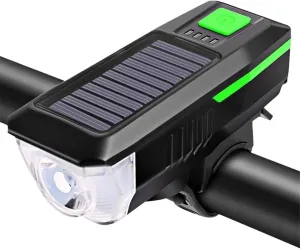 Solar Bicycle Front Light Rechargeable Lamp Bike Horn Light Bicycle Lantern Headlight Cycling Flashlight Bicycle Accessories