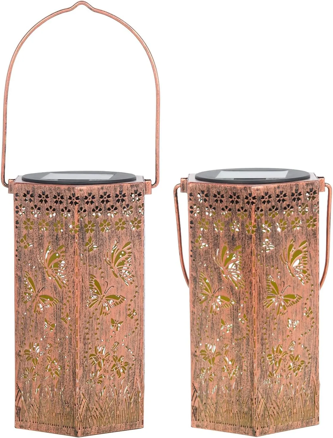 Solar Butterfly Lanterns Outdoor Hanging Lights, Fathers Day Gifts for Dad Mom Men Women, Hollowed-Out Metal Decor Lantern, Waterproof LED Decorative Garden Light for Patio, Yard, Pathway