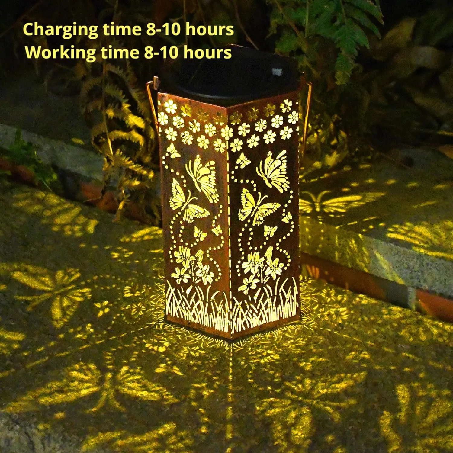 Solar Butterfly Lanterns Outdoor Hanging Lights, Fathers Day Gifts for Dad Mom Men Women, Hollowed-Out Metal Decor Lantern, Waterproof LED Decorative Garden Light for Patio, Yard, Pathway