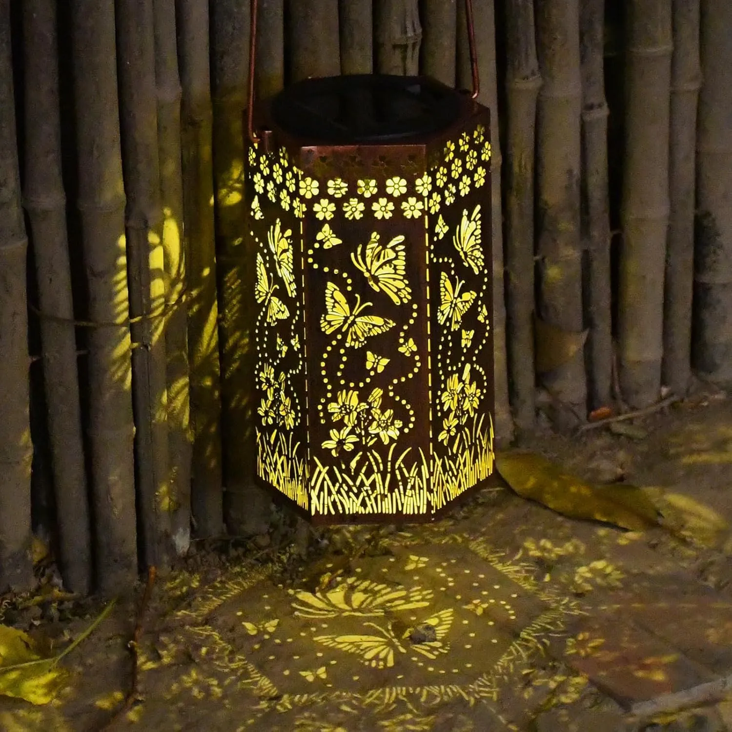 Solar Butterfly Lanterns Outdoor Hanging Lights, Fathers Day Gifts for Dad Mom Men Women, Hollowed-Out Metal Decor Lantern, Waterproof LED Decorative Garden Light for Patio, Yard, Pathway