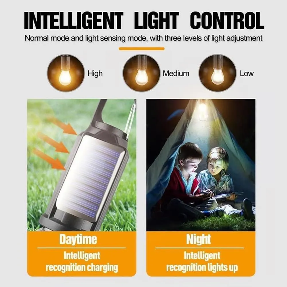 Solar Camp Bulbs, Rechargeable Hooked Camp Light Bulbs, Ipx4 Waterproof LED Tent Lights with 3 Modes, USB Charging Portable Outdoor for Camping Hiking Fishing Emergency(Style B)