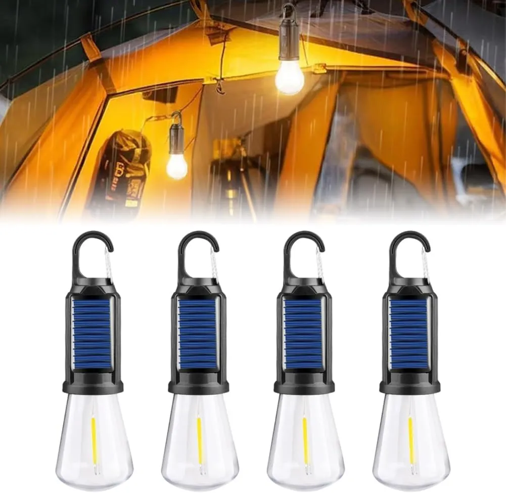 Solar Camp Bulbs, Rechargeable Hooked Camp Light Bulbs, Ipx4 Waterproof LED Tent Lights with 3 Modes, USB Charging Portable Outdoor for Camping Hiking Fishing Emergency(Style B)